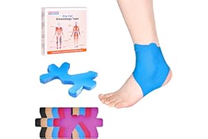 IEADEN Precut Kinesiology Tape for Ankle, 10 Pcs - Ankle Support & Stability, Ankle Pain Relief Athletic Tape - Waterproof & Elastic, Breathable Hypoallergenic Latex-Free Tape, Blue