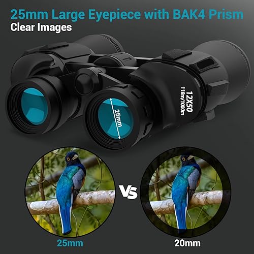 12X50 Binoculars for Adults, High Power BAK4 FMC Binocs