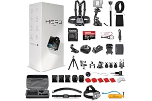 GoPro Hero (Go Pro Hero) Black Compact - Waterproof Action Camera with 4K Ultra HD Video, 12MP Photos, Stabilization + 50-in-1 Accessory Kit + 64GB Card + More