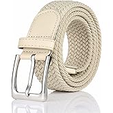 BSLLNEK Elastic Braided Belt, 1 3/8", Woven Stretch Belt for Golf Casual Jeans Shorts Pants