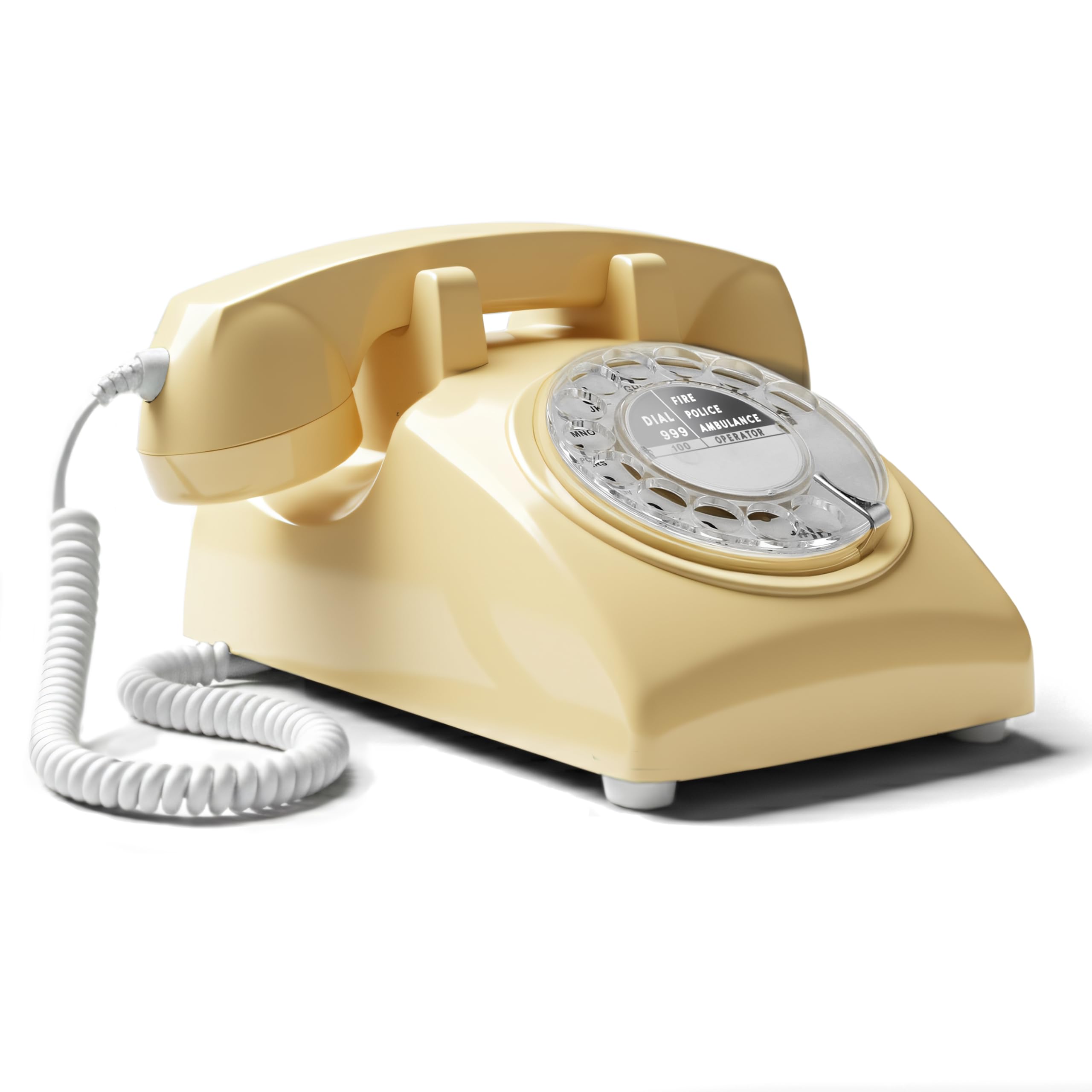 Opis Technology 60s Cable – Cream Rotary Dial Telephone, Vintage Retro Corded Landline Phone, UK Compatible