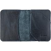 Hide & Drink, Bifold Card Wallet Diagonal Handmade from Full Grain Leather, Classy Compact Storage, Professional, Cash Organizer, Accessories - Slate Blue