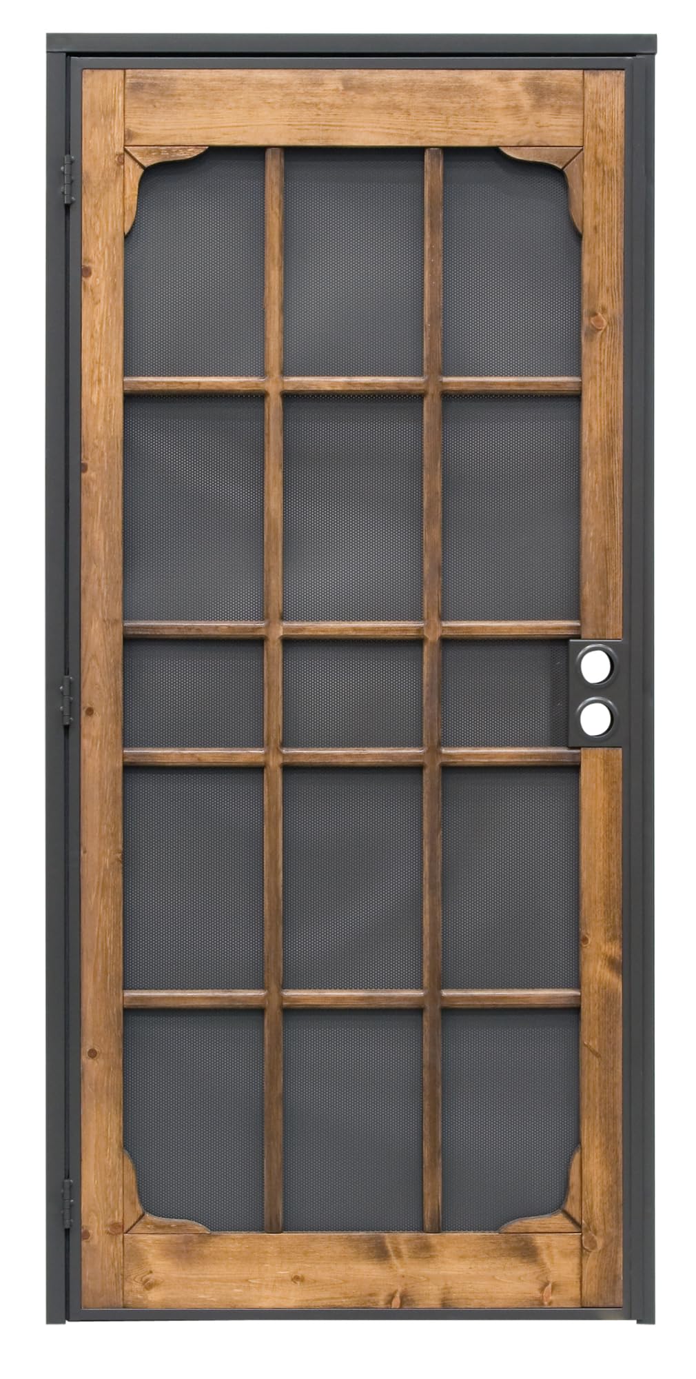 Photo 1 of Prime-Line 3809BZ3068-I-WF Woodguard Steel Security Door – Traditional Screen Door Style with the Strength of a Steel Security Door – Steel and Wood Construction, Non-Handed, Bronze (Single Pack)