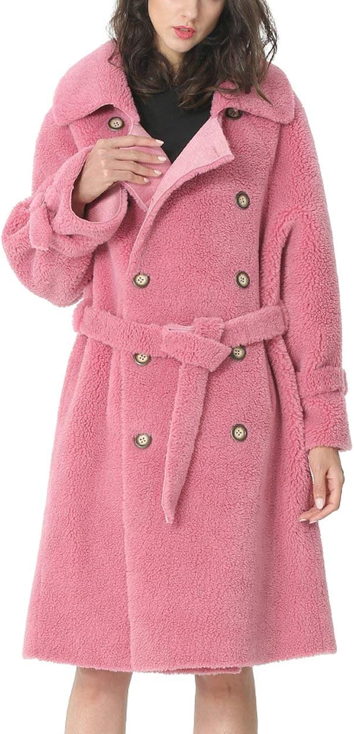 womens hot pink wool coat