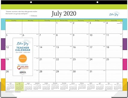 Blue Sky 2020 2021 Academic Year Teachers Monthly Desk Pad Calendar Trim Tape Binding Two Hole Punched Ruled Blocks 22 X 17 Stripes Amazon Co Uk Office Products