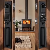 NEWBANG Smart Keypad Handleset Double Door Black | Smart keypad handleset keyless entry &amp; key backup reversible fits 1-3/8-2 in doors, adjustable backset, heavy zinc.