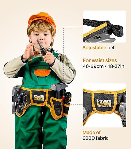 Geyiie Kids Tool Set with Adjustable Tool Belt, Toddler Tool Set