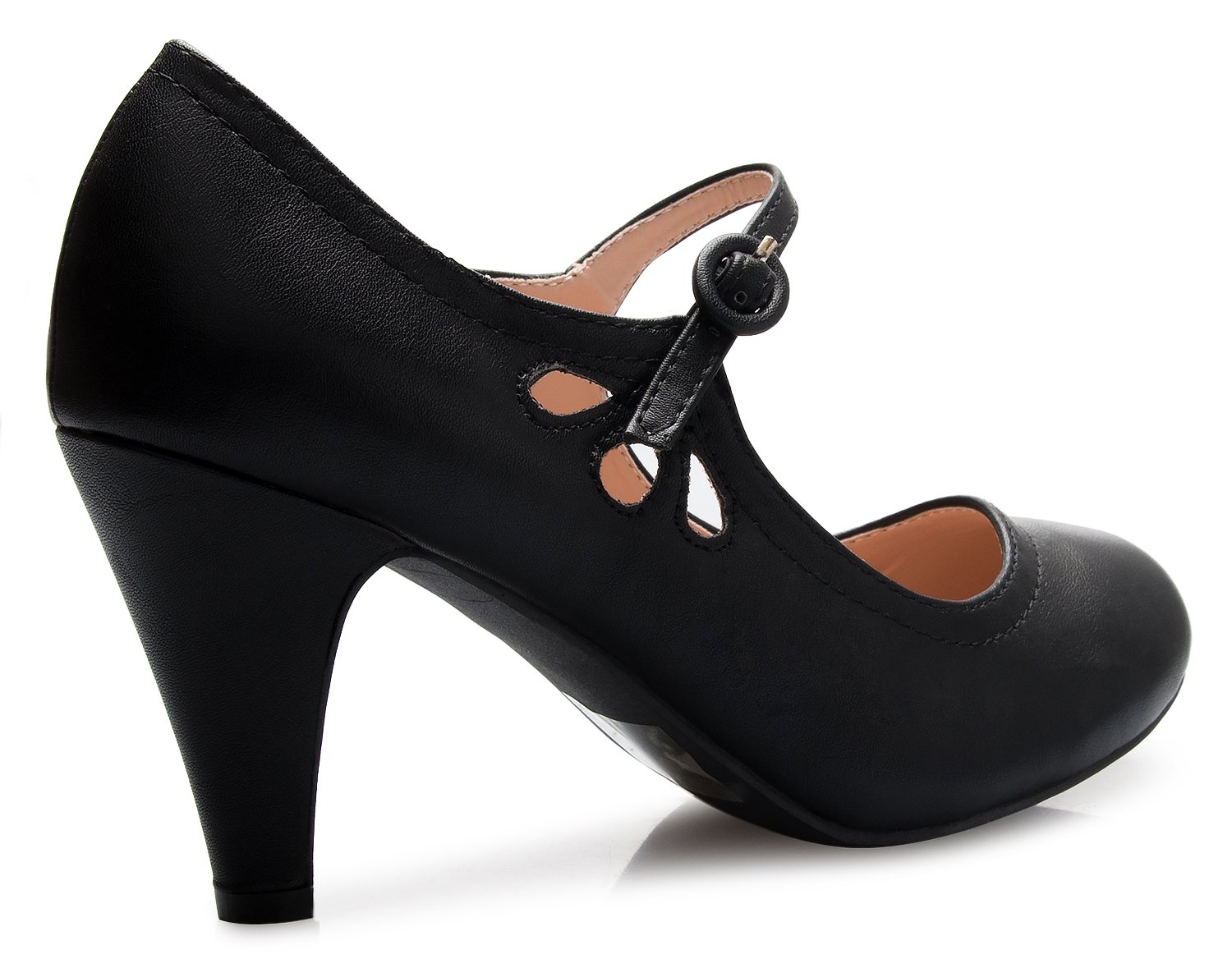 Olivia K Women's Kitten Heels Mary Jane Pumps - Adorable Vintage Shoes- Unique Round Toe Design with an Adjustable Strap - Image 4