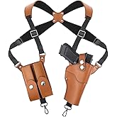 Shoulder Holster, Adjustable Leather Shoulder Holsters for Concealed Carry with Double Magazine Pouch, Fit 1911, Glock 17/19/23, Beretta 92FS and More Pistols-for Right Hand
