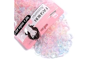 Youxuan Mini Hair Elastics for Girls Transparent Rubber Bands, 1000 PCS, Multi Color