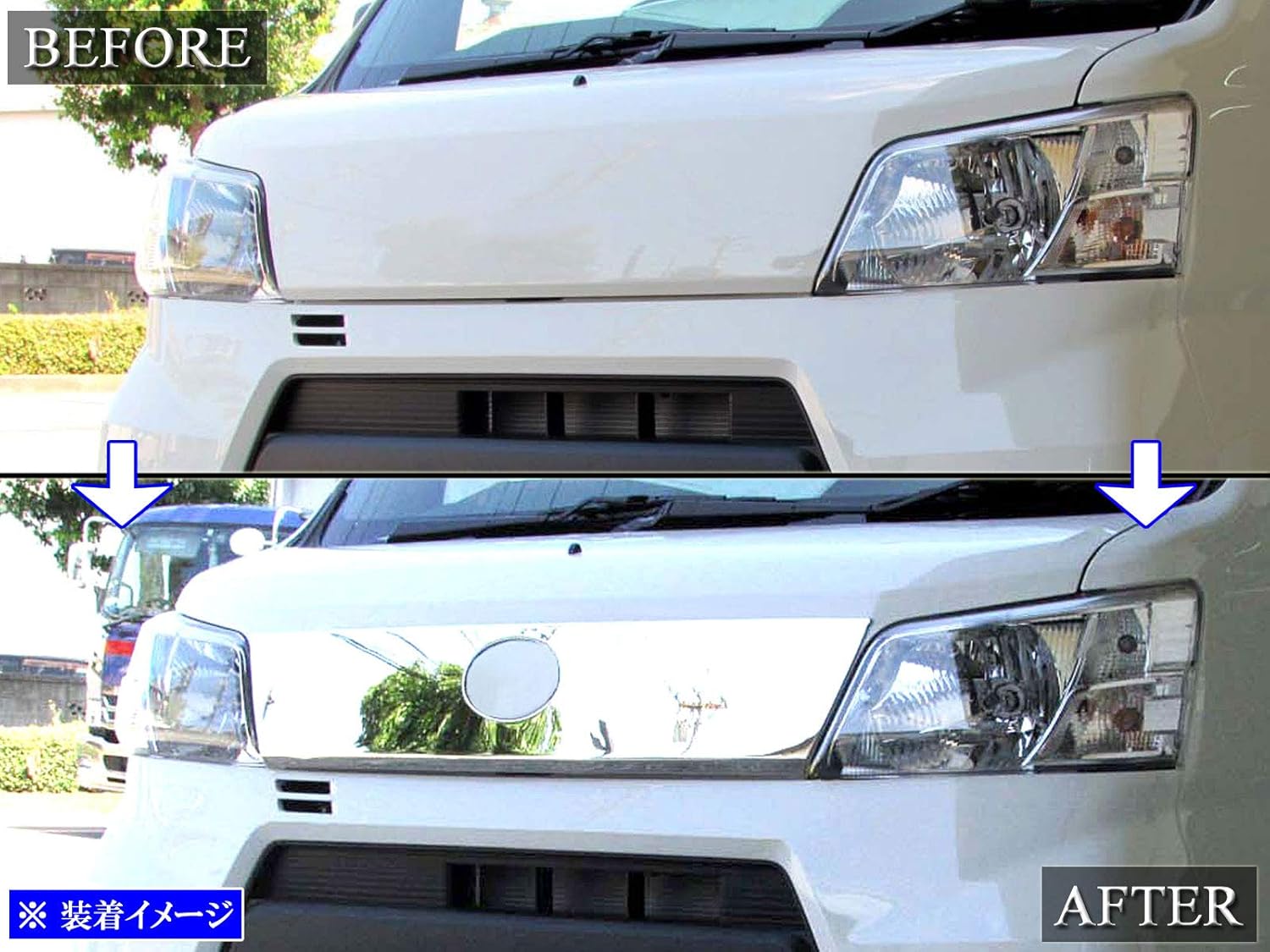 Amazon Brightz ハイゼットデッキバン S321w S331w 後期 ステンレスメッキボンネットパネル Gri H 054 S321 S331 321 331 ハイゼット デッキバン ボンネット 車 バイク