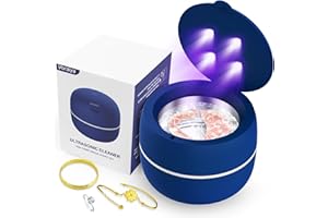 Voraiya® Ultrasonic Cleaner(with Heating Clean) for Dental, Retainer, Mouth Guard, Aligner, Toothbrush Head etc, 42kHz Jewelry Portable Ultrasonic Dentures Cleaner 5/10 min Automatic Timed Shutdown