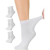 LAETAN Women's Diabetic Ankle Socks, Made with Rayon derived from Bamboo | Loose Fit, Seamless | Size 6-9/10-12, 3 Pairs