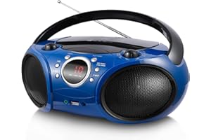 SINGING WOOD Singingwood 030BT CD Player Boombox with AM FM Radio, Bluetooth, USB Port CD-R/RW, MP3 CDs Compatible, 3.5mm Aux Input, Headphone Jack and LED Display for CD(Starlight Blue)