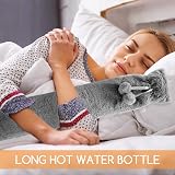 Jsdoin Extra Long Lilac Hot Water Bottle with Soft Fleece Cover 2L 74x13cm view 5