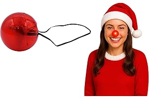 Nicky Bigs Novelties Light Up Red Nose Reindeer Flashing Blinking Clown Nose Battery Operated Adult Santa Christmas Costume Accessory, 1.75" Diameter, One-Size Elastic Band