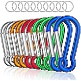 Cotton Fly 12 Pack Carabiner Clips with 30mm Steel Rings - 3" Aluminum Gourd Shape Spring-Loaded Snap Hooks for Keychain, Camping, Hiking, & Utility - Assorted Colors
