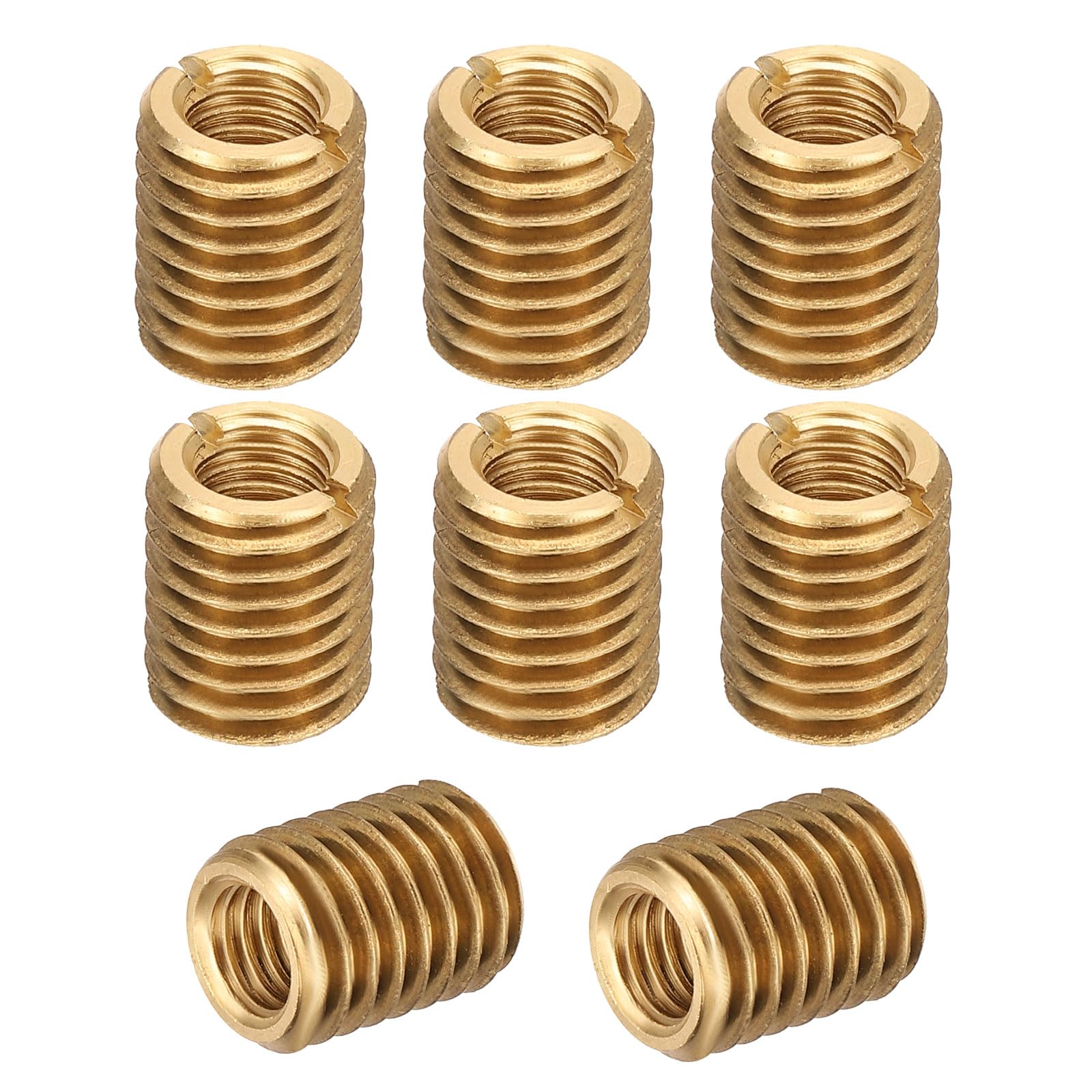 PATIKIL Brass Threaded Repair Insert Nut, 8 Pcs M12xM8x15mm Male to Female Slotted Thread Sleeve Inserts Reducing Nut Adapter Reducer Screw Sleeves