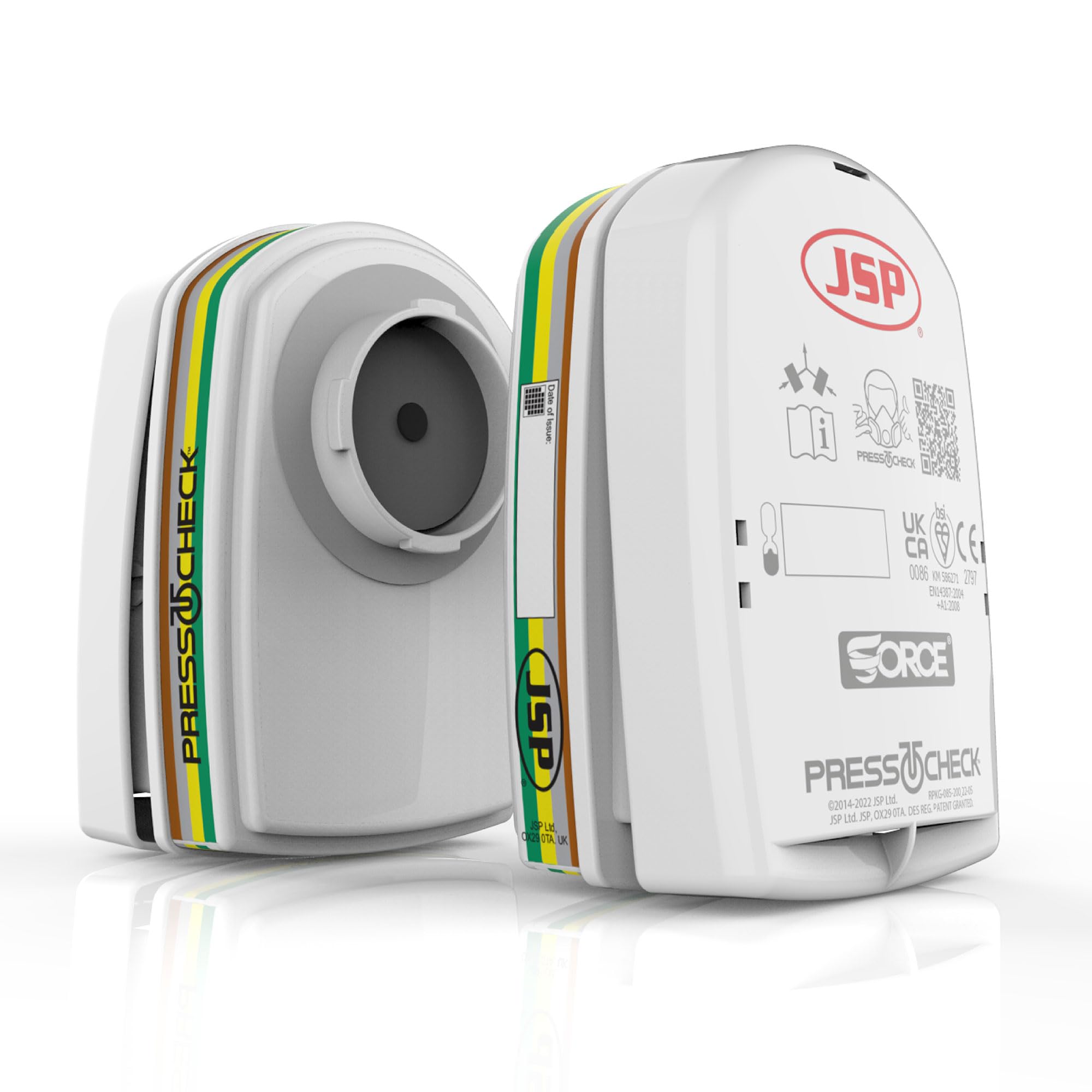 JSP PressToCheck™ ABEK1 P3 Combination Filters (1 Pair) - for Force 8 Half Mask & Force 10 Full Face - Organic, Inorganic & Acid Gases, Ammonia & Dust - DIY & Industrial - EN143 & EN14387