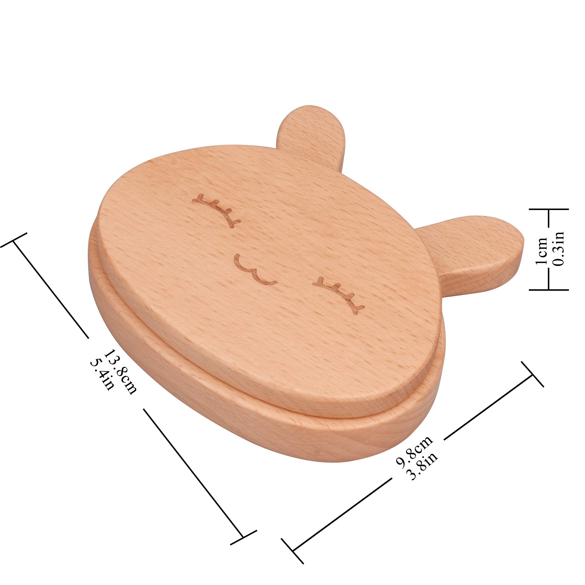 AhfuLife Baby Tooth Keepsake Fairy Box Holder with Lanugo Bottle, Wooden Bunny Rabbit Shape Keepsake Box for First Lost Teeth, Cute Tooth Storage Holder, Baby Shower Gifts for Newborn, Boy & Girl