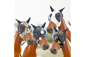 4 Pieces Super Comfort Fly Marsks for Horses-Horse FlyMask with Ears- Elasticity Fly Mask with UV Protection（Size：L