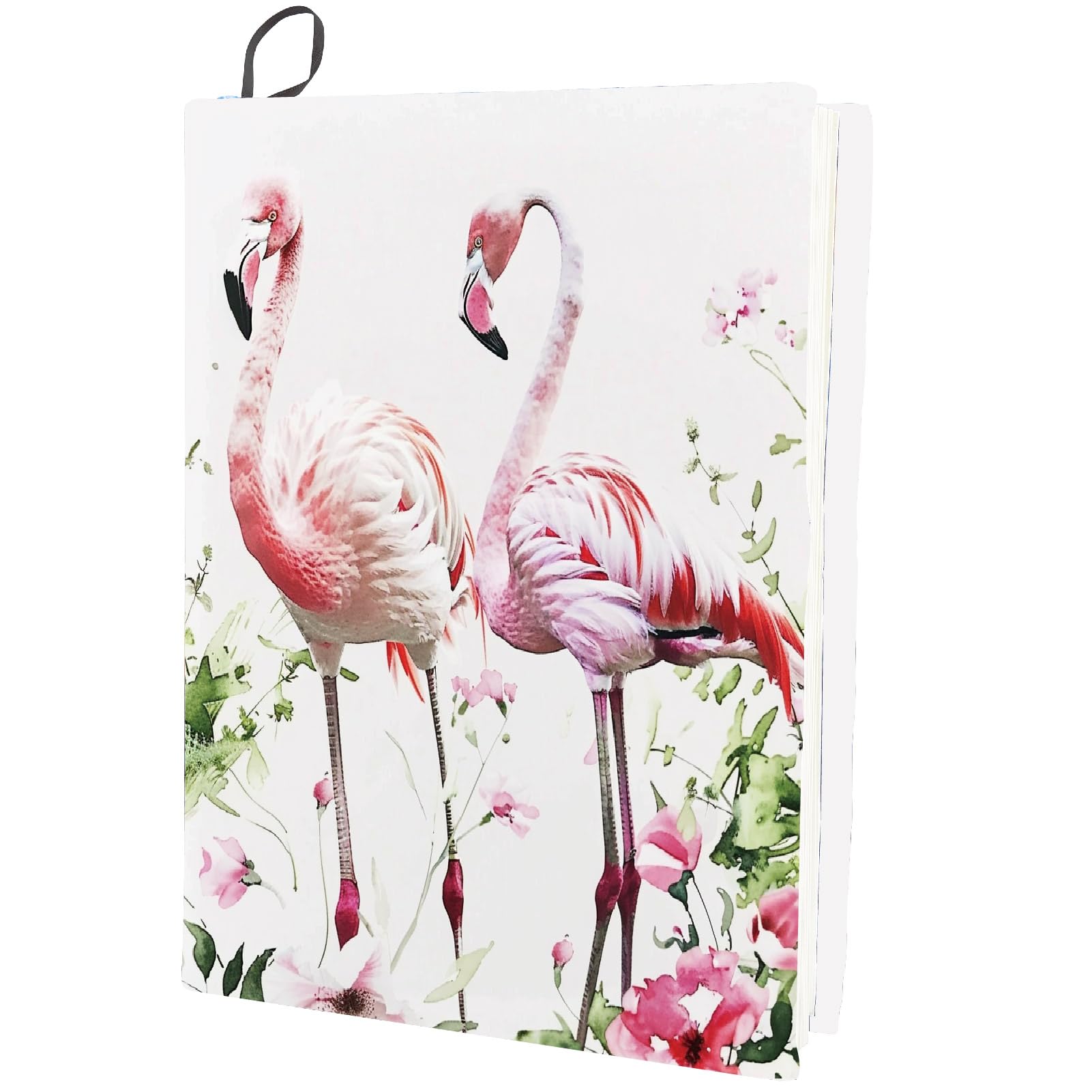 CRASPIRE Flamingo Stretchable Book Cover Flower Washable Reusable Large Nylon Book Protector Elastic Notebook Wraps Suitable for Hardcover Books Classroom Students