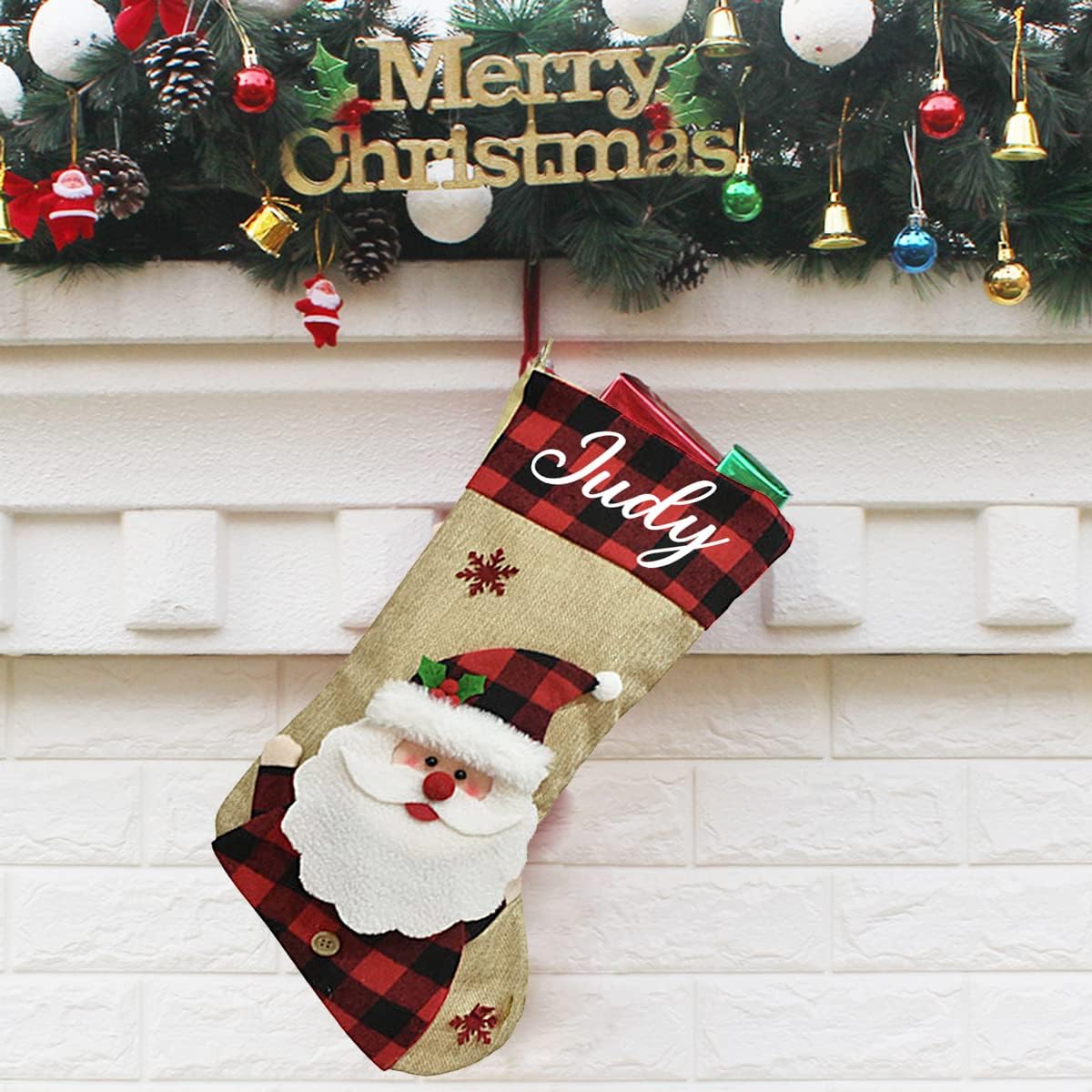 Stockings & Holders - Novgarden Personalized Christmas Stockings, Custom Name Christmas Stocking with 3D Snowman/Elk/Santa Claus Doll, 18