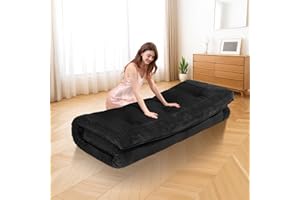 cidludto Japanese Floor Futon Mattress Twin Size，4" Futons Sofa Couch Bed, Floor Mattress for Adults, Thicker Tatami Mat Sleeping Pad Foldable, Floor Futons Cushions, Black