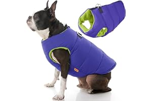 Gooby Padded Vest Dog Jacket - Solid Purple, X-Large - Warm Zip Up Dog Vest Fleece Jacket with Dual D Ring Leash - Water Resistant Small Dog Sweater - Dog Clothes for Small Dogs and Medium Dogs