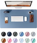 YSAGi Leather Desk Mat Large 80x40 cm Sea Blue Non-Slip Waterproof