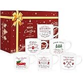 QIKSION 16oz Christmas Coffee Mugs, Large Hot Chocolate Mugs Set of 6, Holiday Cocoa Ceramic Mug Gift Set for Family, Friends and Colleagues