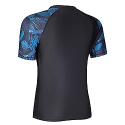 Mens Rash Guard Swim Shirts Short Sleeve UV Sun