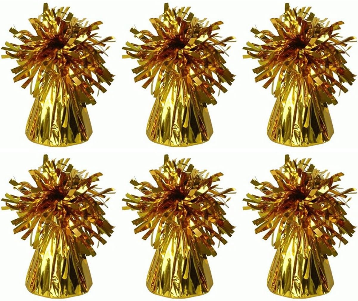 B&S Trendz Balloon Weights 6 Pack Gold Foil, Suitable for Helium Balloons at Birthdays, Parties, Events, Weddings & Celebrations, Heavy & Durable 85g.