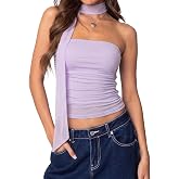SUUKSESS Women Mesh Tube Top Y2k Sleeveless Bandeau Tank Tops with Scarf 2026