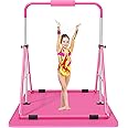 Safly Fun Gymnastics Bar for Kids 3-9, Foldable & Adjustable 35"-51", Supports 140Lbs with Pad, Easy to Assemble, Gymnastics Equipment for Indoor/Outdoor Training