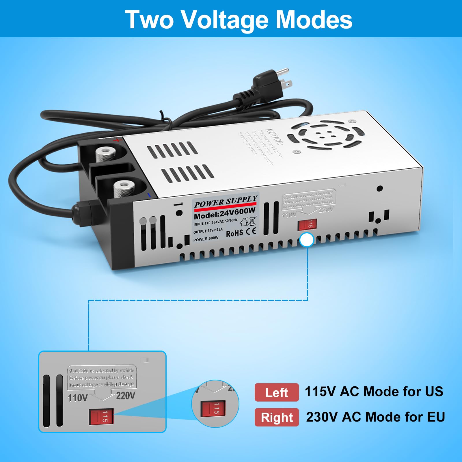 IMAYCC AC to DC Converter, SMPS 110V to 24V Converter, 24V Power Supply Transformer Max Current 25A 600W