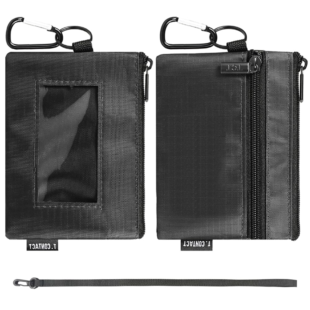 Photo 1 of T.CONTACT Slim RFID Blocking Wallet with ID Window & Keychain - Waterproof, Compact, and Secure for Men & Women - Minimalist Design with Lanyard(Black)
