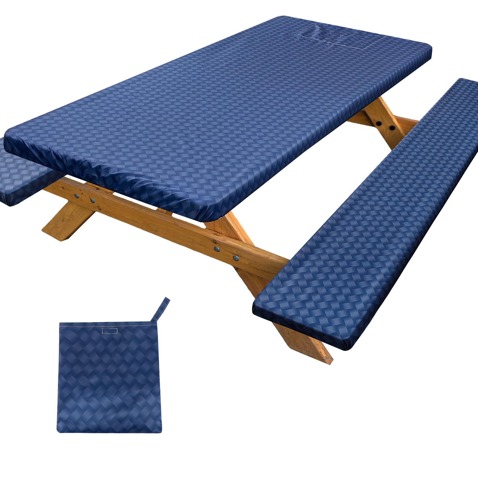 Photo 1 of *MISSING PARTS - See Clerk Notes*
Picnic Table Cover with Bench Covers Portable Table Cloth Built-in Storage Pocket Picnic Table Covers With Elastic Waterproof Camping Essentials for RV Camping