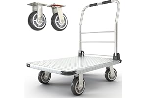 LIFETIME APPLIANCE PARTS 2200 lbs. Capacity Foldable Push Cart Dolly | Moving Platform Hand Truck | Heavy Duty Space Saving Collapsible | Swivel Flat Bed Wagon - Furniture Luggage Lifting