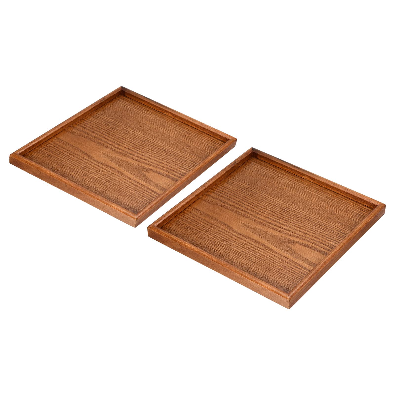 PATIKIL Wood Serving Tray 12 Inch, 2 Pack Square Decorative Platter for Home Decor Kitchen Table Candle Holder, Brown