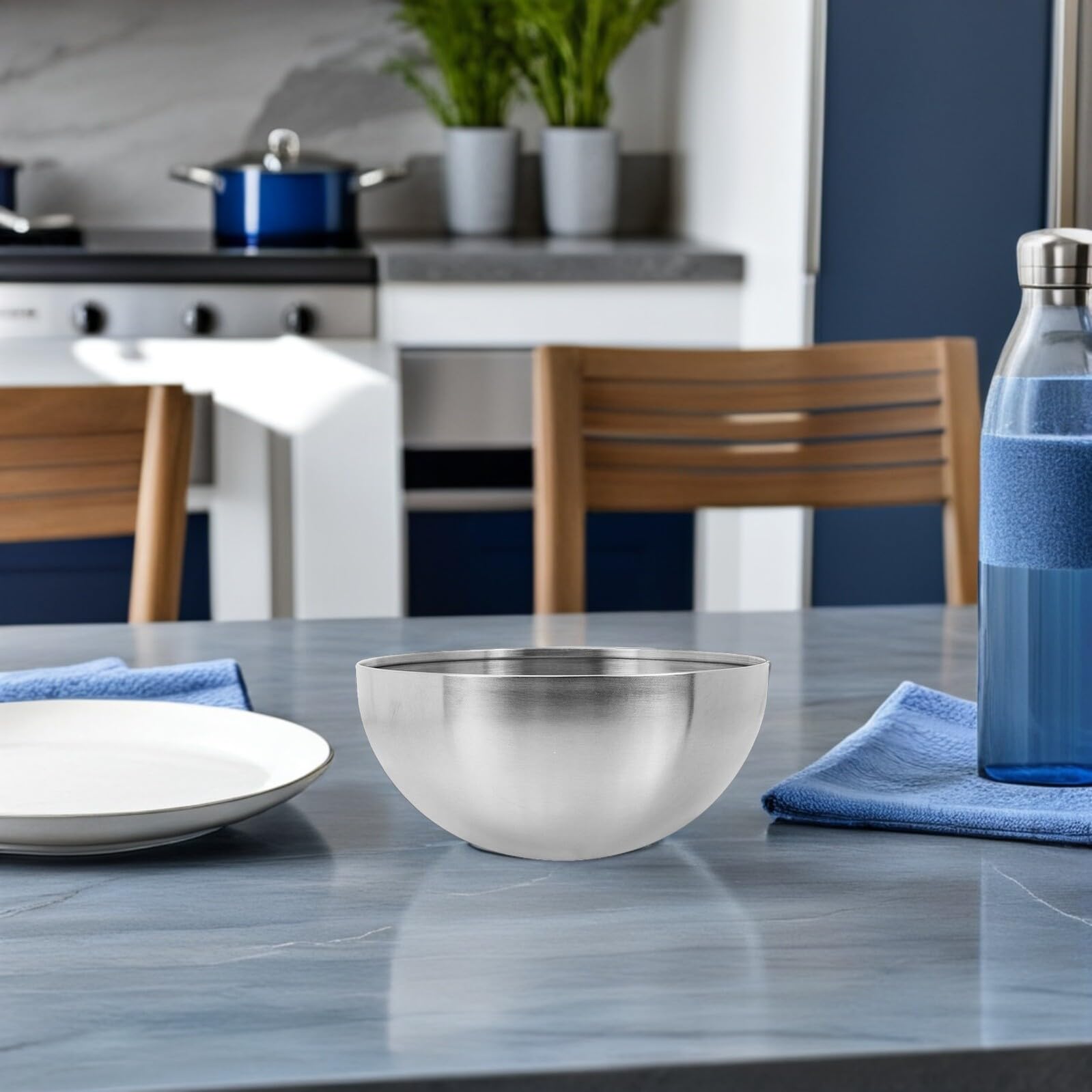 Zerodeko 2 Stück Ramen Nudelschüssel Edelstahl Schalen Koreanische Schalen Metall Pho Suppe Schüssel Servierschalen für Getreide Reissuppe Nudeln Salat 12 cm Silber Silber 6