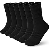 BOOPH Kids Boys Girls Athletic Crew Socks Performance Cushioned Thick Cotton Socks for 5-14 Years 6 Pairs