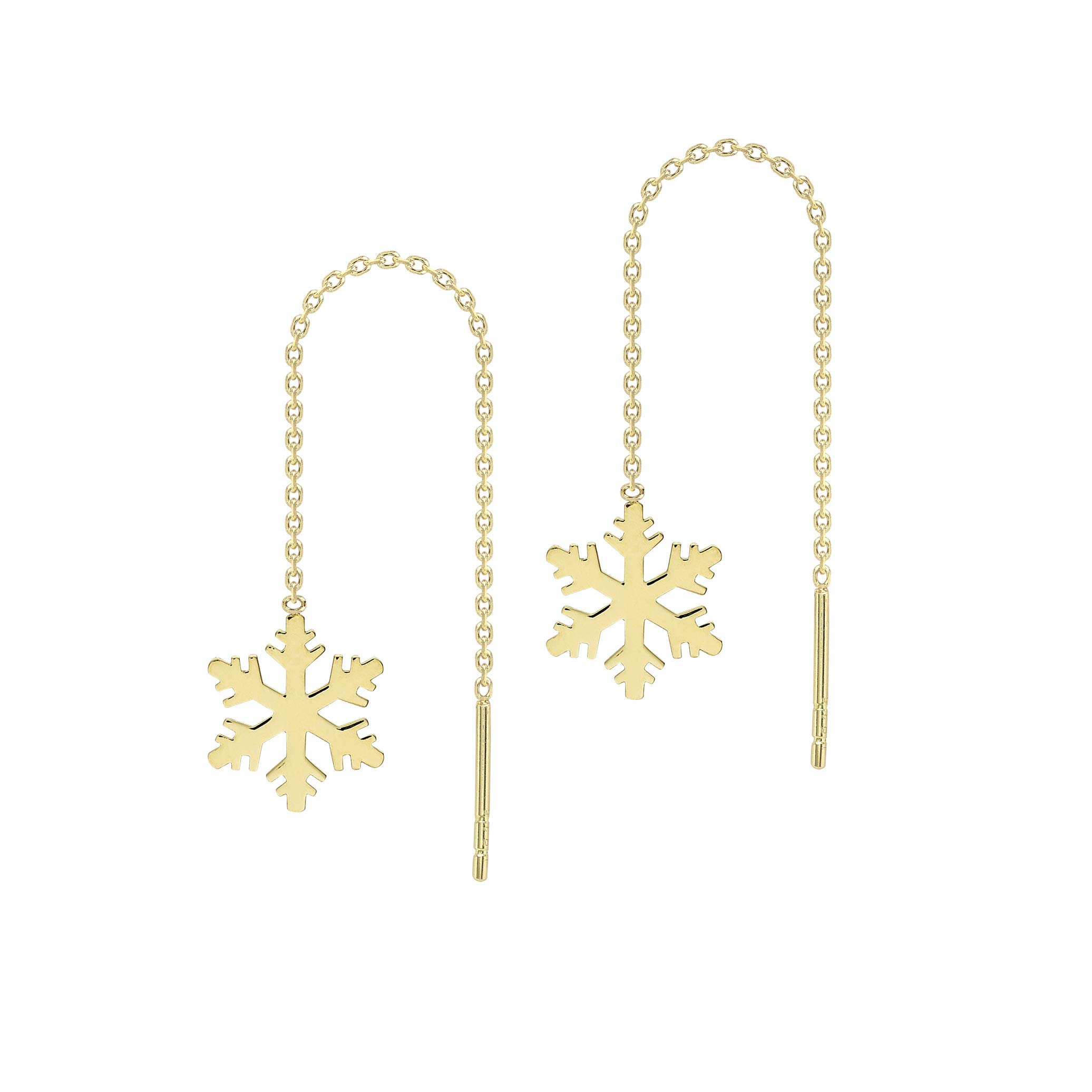 CARISSIMA Women's 9 ct Yellow Gold Snowflake Pull Through Chain Earrings