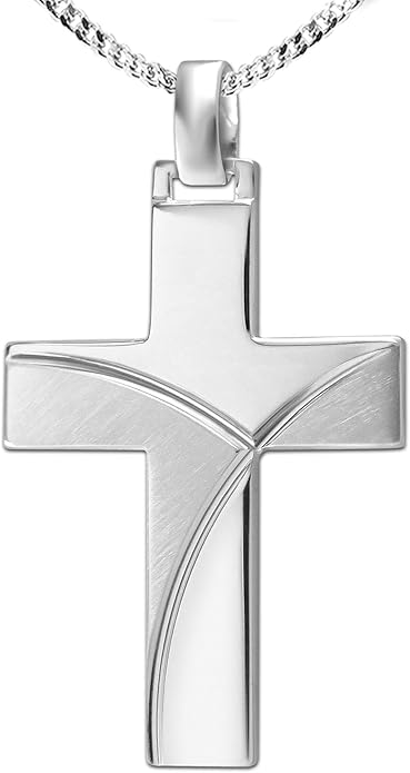 CLEVER SCHMUCK Set Silberner Anhänger großes breites Herren Kreuz 30 mm ...