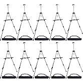 U.S. Art Supply 66" Sturdy Silver Aluminum Tripod Artist Field and Display Easel Stand (Pack of 10) - Adjustable Height 18" t