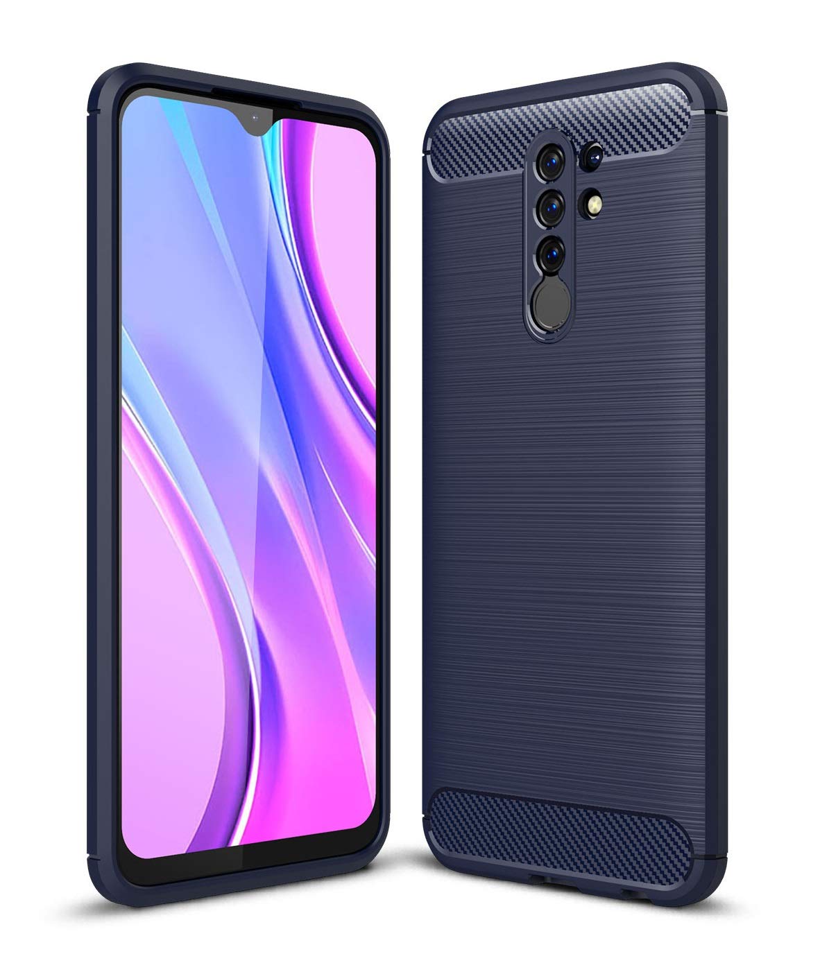 CruzerLite Xiaomi Redmi 9 Case, Carbon Fiber Texture Design Cover Anti-Scratch Shock Absorption Case for Xiaomi Redmi 9 (2020) (Blue)