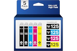 125XL Ink Cartridges Value Pack 5 Pack Remanufactured for 125 Ink 125 XL T125 to use with NX420 NX125 NX127 NX130 NX230 NX530