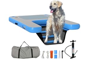 PawHut 60" L Inflatable Dog Water Ramp Floating Duck Ladder Step for Swimming Pets Up to 300lbs, Pet Water Platform for Pool,