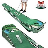 Putting Green Indoor - Golf Putting Mat with Realistic Green Speed,Dual Hazard Putting Mat, Ball Return, Velvet Surface, 8ft Practice Putting mat, Indoor&Outdoor Training Aid - Perfect Golf Gift