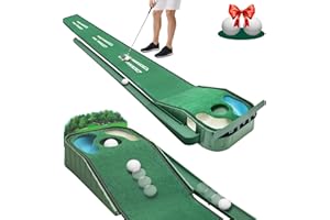 ZCOOREY Putting Green Indoor - Golf Putting Mat with Realistic Green Speed,Dual Hazard Putting Mat, Ball Return, Velvet Surface, 8ft Practice Putting mat, Indoor&Outdoor Training Aid - Perfect Golf Gift